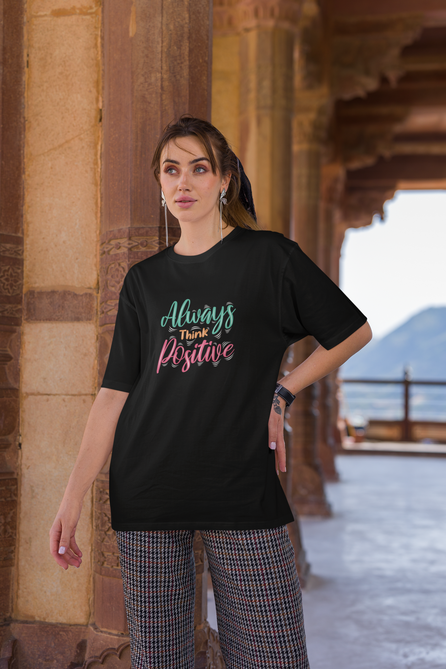Always Think Positive Oversized T-Shirt