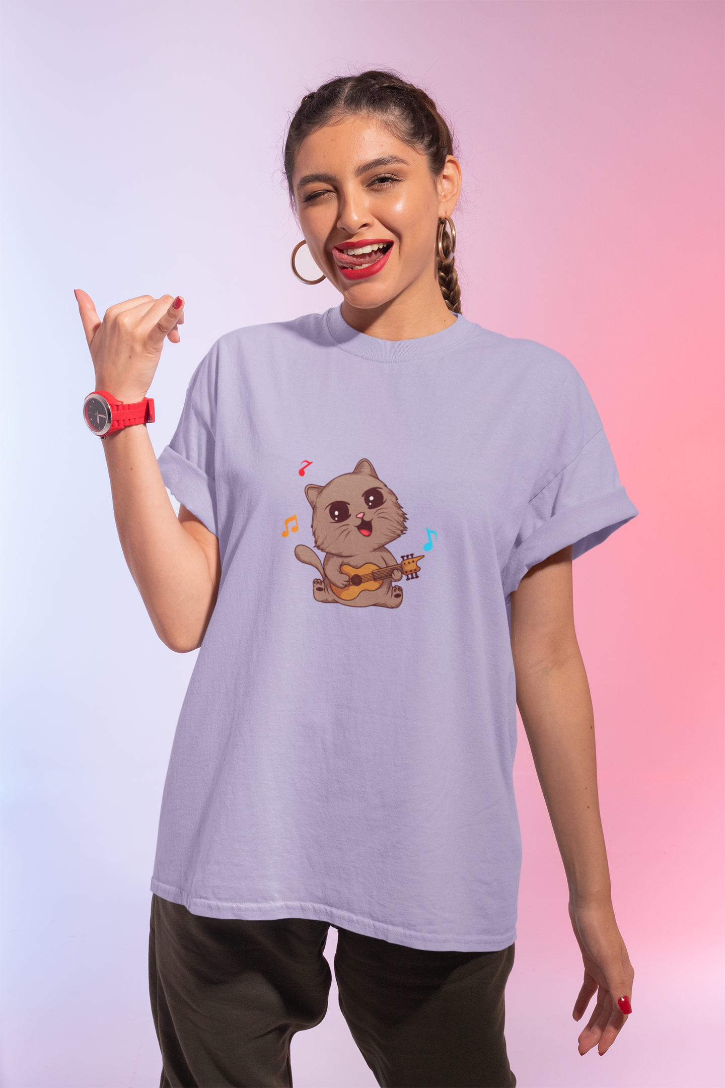 Cat Guitar Oversized T-Shirt
