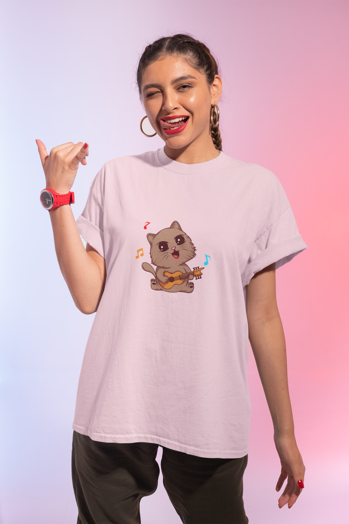 Cat Guitar Oversized T-Shirt