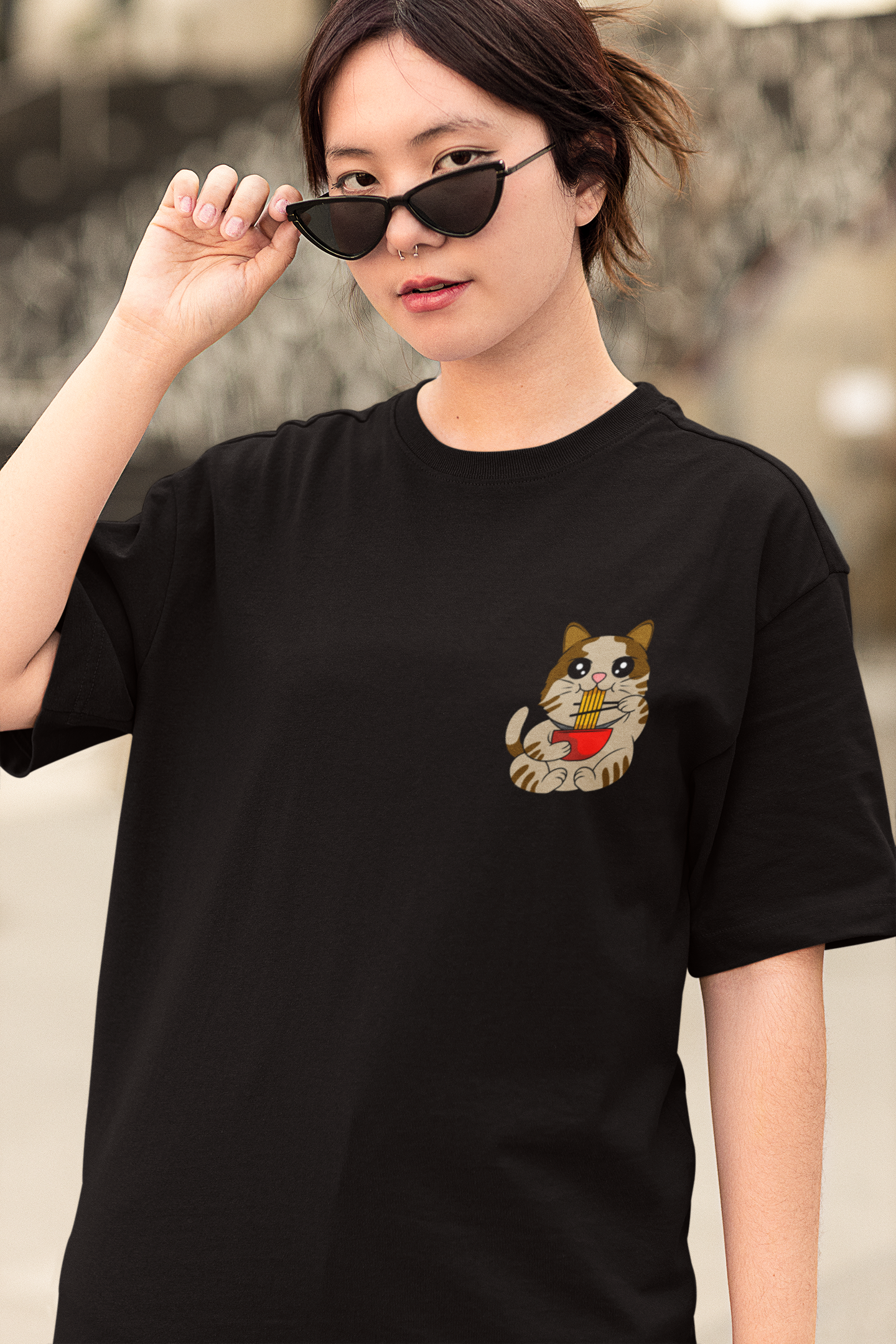 Ramen Cat Oversized T-Shirt