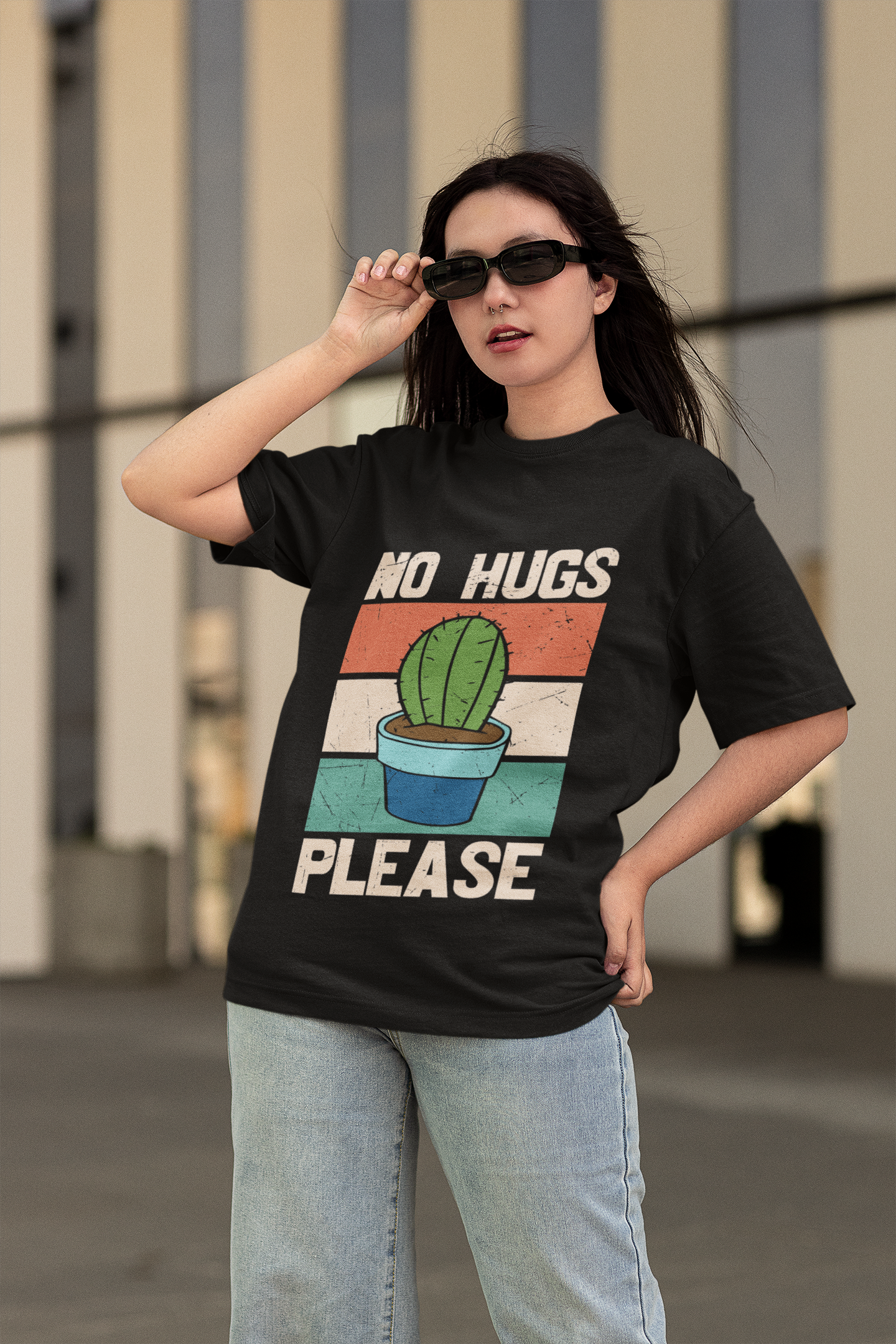 No Hugs Please Oversized T-Shirt
