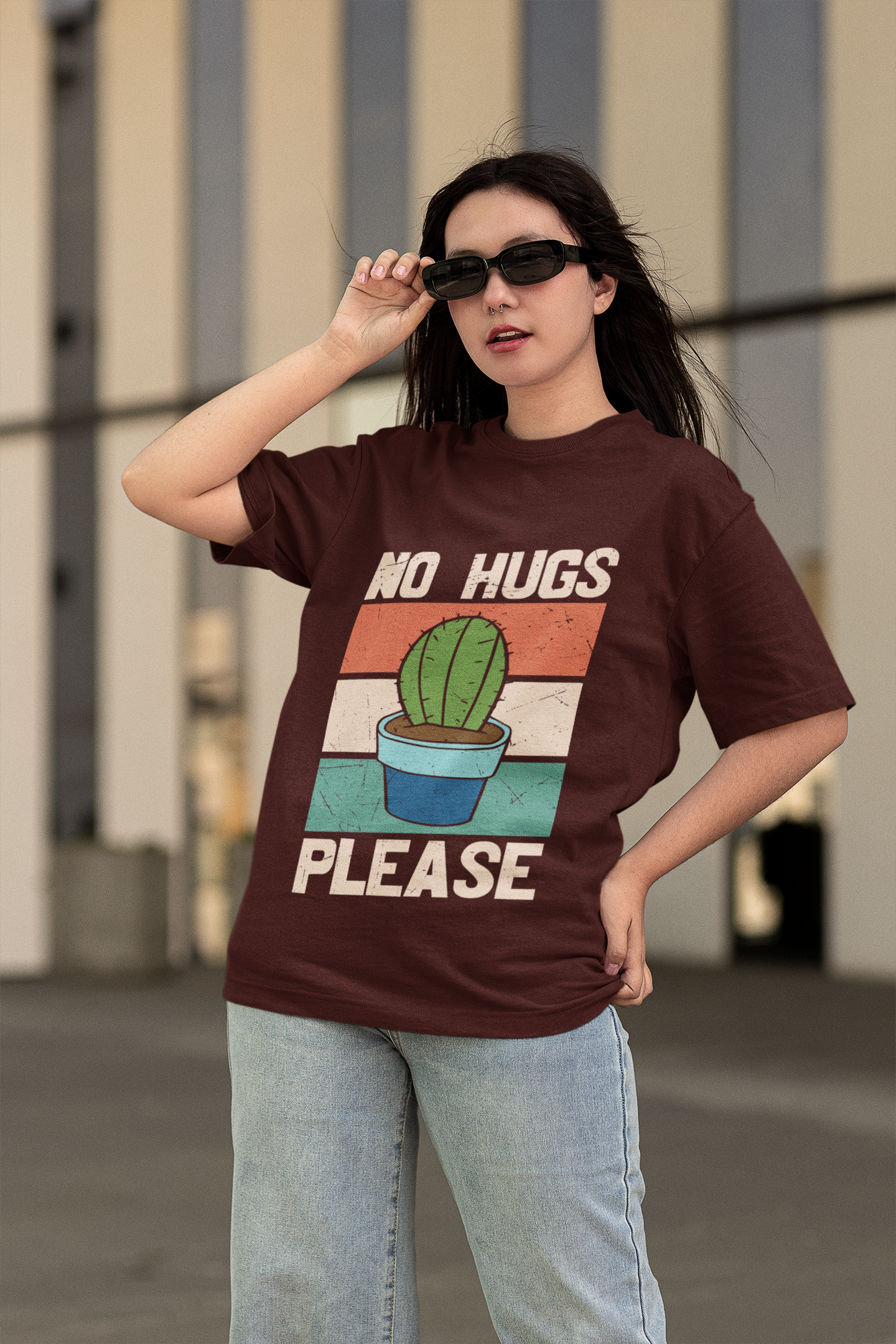 No Hugs Please Oversized T-Shirt