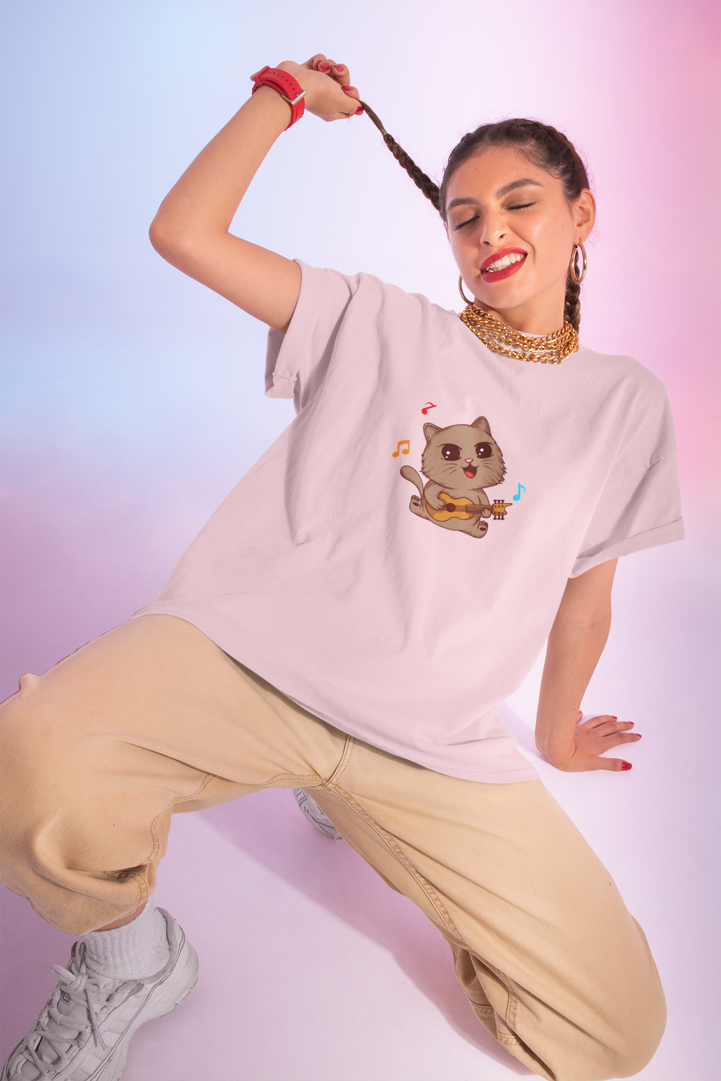 Cat Guitar Oversized T-Shirt