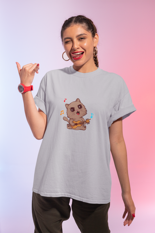 Cat Guitar Oversized T-Shirt